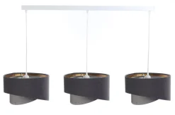 BPS Koncept Pendelleuchte Stoff Velours Optik Modern 3-flammig E27< Bürolampen|Wohnzimmerlampen