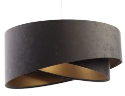 Wohnzimmerlampen|Esszimmer Lampen*BPS Koncept Pendelleuchte Stoff verstellbar E27 Stoff in Grau Gold