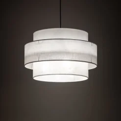 TK Lighting Pendelleuchte Stoff Weiß Ø 50 cm H: max. 160 cm 3x E27< Hängelampen|Bürolampen