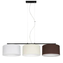 Bürolampen|Wohnzimmerlampen*Belis Pendelleuchte Stoff Weiß Ecru Braun E27 100 cm lang