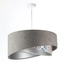 Bürolampen|Schlafzimmer Lampen*BPS Koncept Pendelleuchte Stoffschirm Ø 50 cm Grau Beige Silber E27