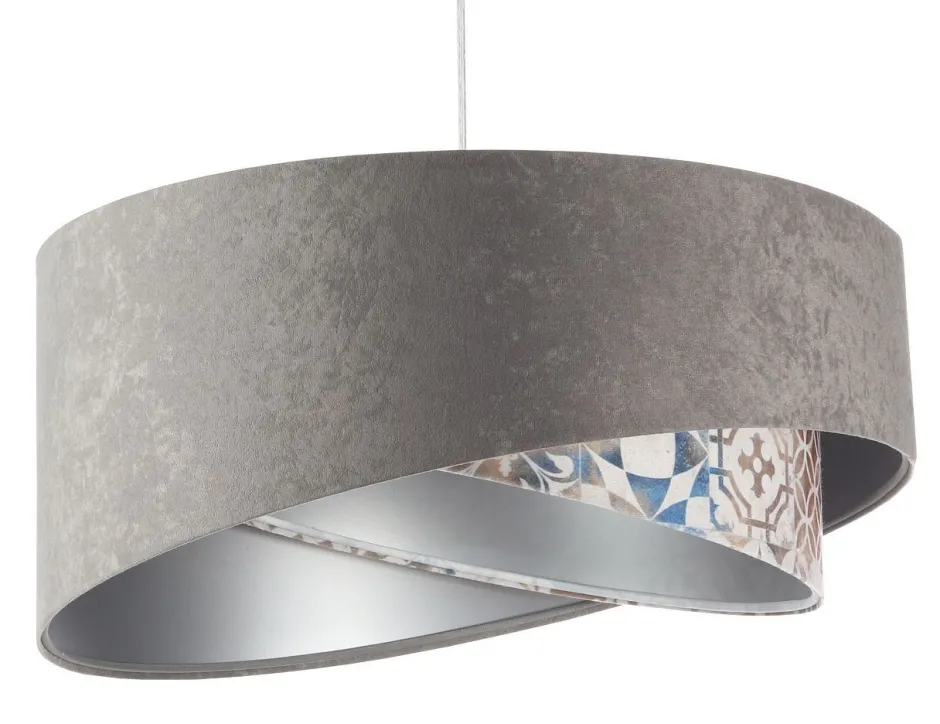 Bürolampen|Schlafzimmer Lampen*BPS Koncept Pendelleuchte Stoffschirm Ø 50 cm Grau Beige Silber E27