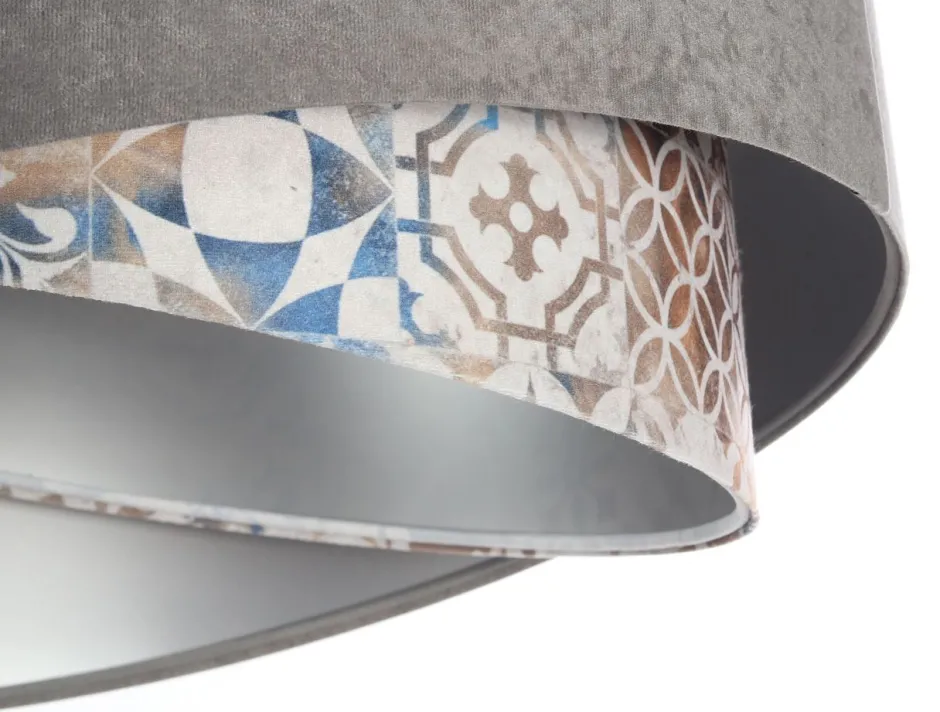 Bürolampen|Schlafzimmer Lampen*BPS Koncept Pendelleuchte Stoffschirm Ø 50 cm Grau Beige Silber E27