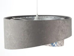 Bürolampen|Schlafzimmer Lampen*BPS Koncept Pendelleuchte Stoffschirm Ø 50 cm Grau Beige Silber E27