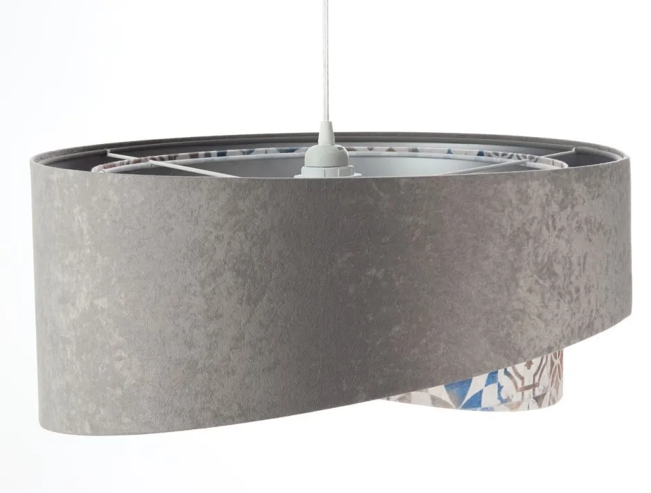 Bürolampen|Schlafzimmer Lampen*BPS Koncept Pendelleuchte Stoffschirm Ø 50 cm Grau Beige Silber E27