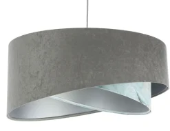 Hängelampen|Bürolampen*BPS Koncept Pendelleuchte Stoffschirm Ø 50 cm rund Grau Hellblau Silber