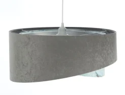 Hängelampen|Bürolampen*BPS Koncept Pendelleuchte Stoffschirm Ø 50 cm rund Grau Hellblau Silber