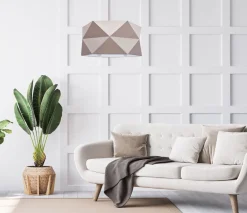 Hängelampen|Bürolampen*Belis Pendelleuchte Stoffschirm Weiß Braun blendarm E27 L:70