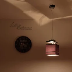 Luminex Pendelleuchte Stoffschirm Braun Chrom E27< Hängelampen|Esszimmer Lampen