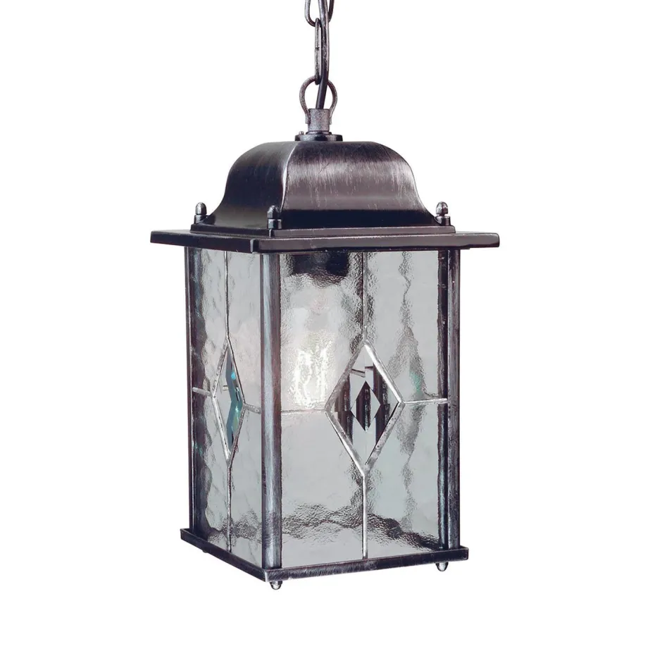 Vintage Lampen|Hängeleuchten Außen*Elstead Pendelleuchte THOMPSON Kirchenglas IP43 außen