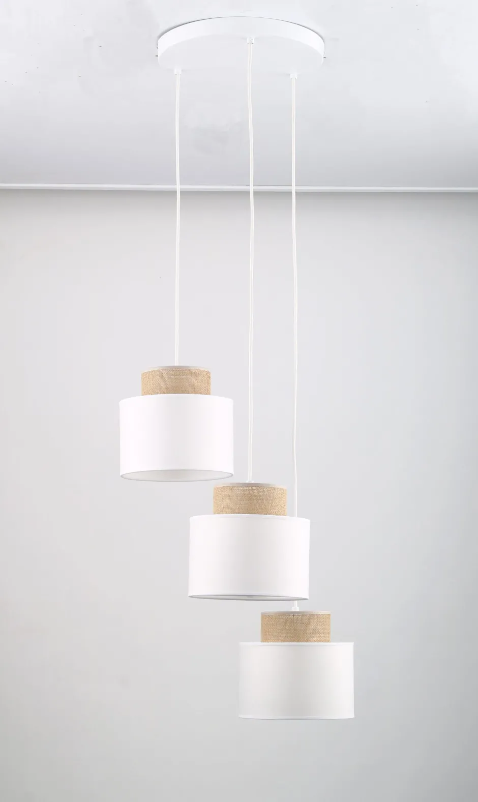 TK Lighting Pendelleuchte verstellbar Stoff Jute H: max. 1,1 m 3x E27< Hängelampen|Bürolampen