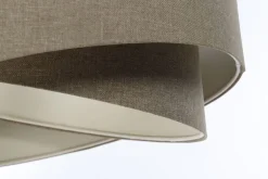 Hängelampen|Bürolampen*BPS Koncept Pendelleuchte verstellbar Braun E27 rund Ø 50 cm Stoff Modern