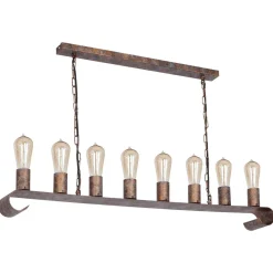Hängelampen|Esszimmer Lampen*Luminex Pendelleuchte Vintage L:98cm Rost-Braun Esstisch