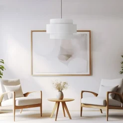 Wohnzimmerlampen|Stofflampen*TK Lighting Pendelleuchte Weiß Ø 50 cm H: max. 160 cm Stoff Metall E27