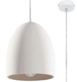 Hängelampen|Keramiklampen*Sollux Pendelleuchte Weiß Ø 30 cm Keramik bemalbar E27 TEVEL