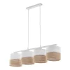 Wohnzimmerlampen|Stofflampen*TK Lighting Pendelleuchte Weiß Braun 4-flammig Metall Stoff Jute E27