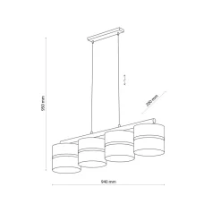 Wohnzimmerlampen|Stofflampen*TK Lighting Pendelleuchte Weiß Braun 4-flammig Metall Stoff Jute E27