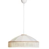 Hängelampen|Wohnzimmerlampen*By Rydéns Pendelleuchte Weiß Gold Ø 60 cm Stoffschirm Fransen E27