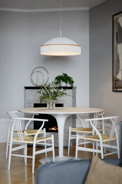 Hängelampen|Wohnzimmerlampen*By Rydéns Pendelleuchte Weiß Gold Ø 60 cm Stoffschirm Fransen E27