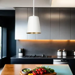 Emibig Pendelleuchte Weiß Gold Metall Retro flexibel E27< Hängelampen|Esszimmer Lampen