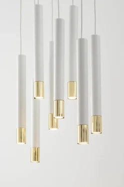 Moderne Lampen|Wohnzimmerlampen*Sigma Pendelleuchte Weiß Gold Modern Metall Esszimmer