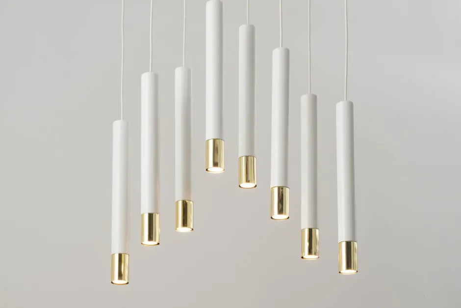 Moderne Lampen|Wohnzimmerlampen*Sigma Pendelleuchte Weiß Gold Modern Metall Esszimmer