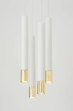 Hängelampen|Moderne Lampen*Sigma Pendelleuchte Weiß Gold Modern Metall Esstisch THEANO