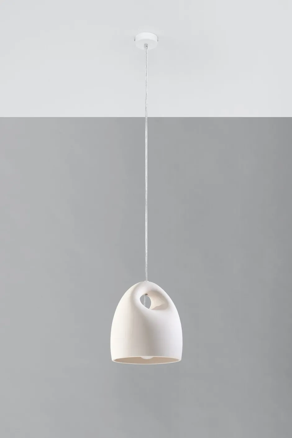 Sollux Pendelleuchte Weiß Keramik Ø 25 cm bemalbar E27< Keramiklampen|Wohnzimmerlampen