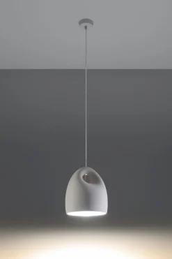 Sollux Pendelleuchte Weiß Keramik Ø 25 cm bemalbar E27< Keramiklampen|Wohnzimmerlampen