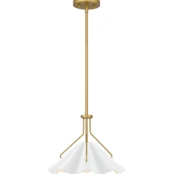 Hängelampen|Wohnzimmerlampen*Elstead Pendelleuchte Weiß Messing antik H: max. 130,9 cm Metall E27
