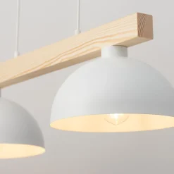 TK Lighting Pendelleuchte Weiß Metall Holz länglich E27 Skandi< Skandinavische Lampen|Lampen Aus Aller Welt