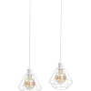 Keter Pendelleuchte Weiß Metall 2-flammig L:50cm Retro< Hängelampen|Wohnzimmerlampen