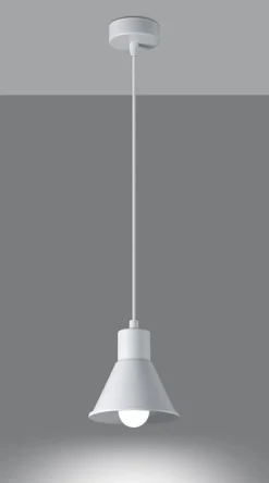 Hängelampen|Wohnzimmerlampen*Sollux Pendelleuchte Weiß Metall Retro Ø 14 cm schlicht E27