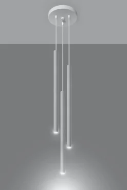 Hängelampen|Esszimmer Lampen*Sollux Pendelleuchte Weiß Metall 3-flammig G9 PETERA Küche