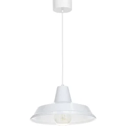 Hängelampen|Esszimmer Lampen*Luminex Pendelleuchte Weiß Mid Century Metall rund Ø36cm