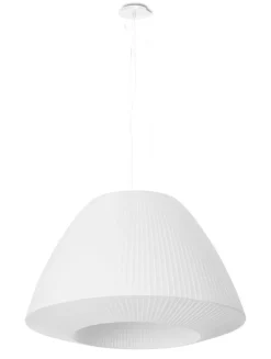 Hängelampen|Wohnzimmerlampen*Sollux Pendelleuchte Weiß Stoff Glas Ø 60 cm groß 3x E27 DIYA