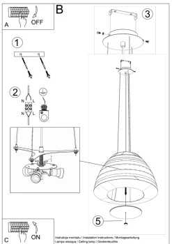 Hängelampen|Wohnzimmerlampen*Sollux Pendelleuchte Weiß Stoff Glas Ø 60 cm groß 3x E27 DIYA