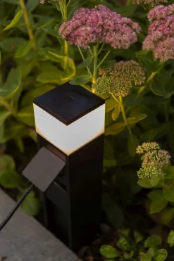 Eco-Light Pollerleuchte Aluminium Schwarz 36,7 cm IP44 Steckdose< Metall Lampen|Wegeleuchten