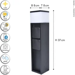 Eco-Light Pollerleuchte Aluminium Schwarz 36,7 cm IP44 Steckdose< Metall Lampen|Wegeleuchten