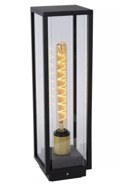 Wegeleuchten|Metall Lampen* Pollerleuchte Außen Glas Metall Schwarz E27 IP54 50 cm