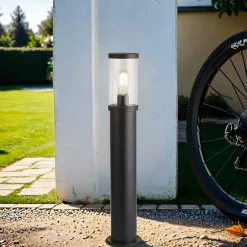 Searchlight Pollerleuchte IP44 73 cm E27 Schwarz Klar Garten Weg< Metall Lampen|Wegeleuchten