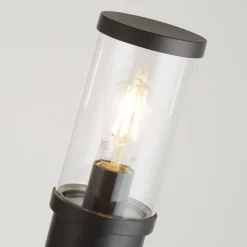 Searchlight Pollerleuchte IP44 73 cm E27 Schwarz Klar Garten Weg< Metall Lampen|Wegeleuchten