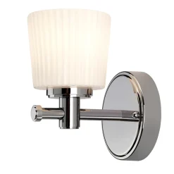 Elstead Premium Badlampe POLI mit LED IP44 Chrom Weiß Riffelglas< Wandleuchten|Badezimmer Lampe