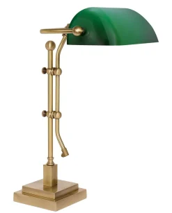 Schreibtischlampen|Glaslampen*Giovanni Battista Premium Bankerlampe Messing Glas in Grün Schreibtisch