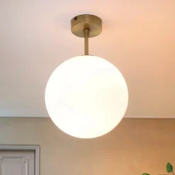 Giovanni Battista Premium Deckenleuchte MUSA rund Glas Echt-Messing< Metall Lampen|Messinglampen