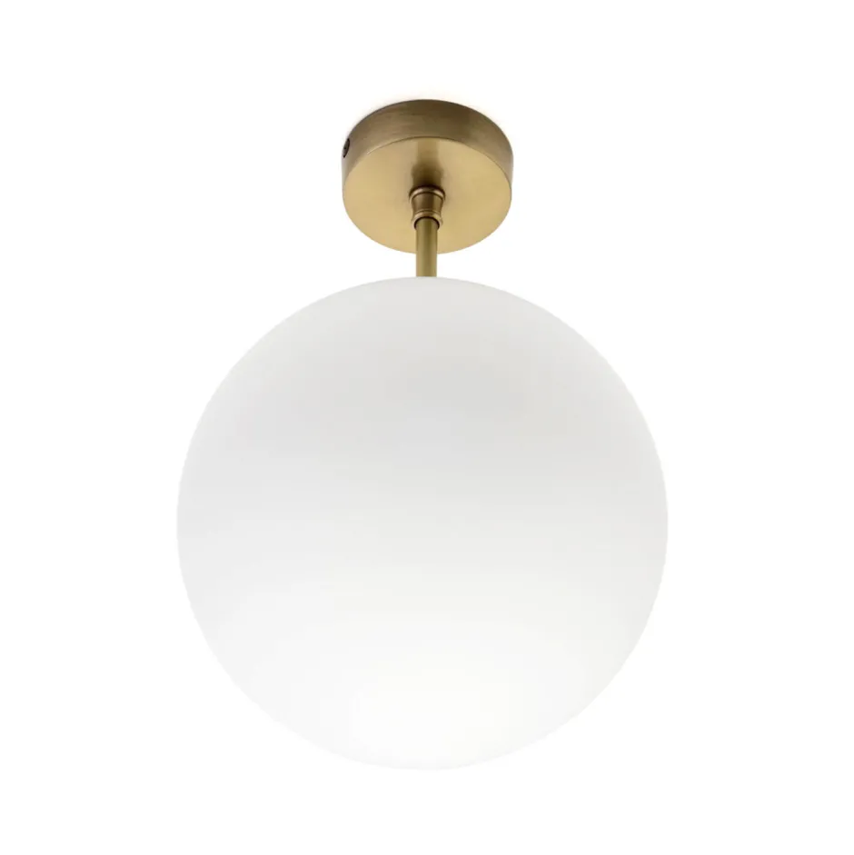 Giovanni Battista Premium Deckenleuchte MUSA rund Glas Echt-Messing< Metall Lampen|Messinglampen