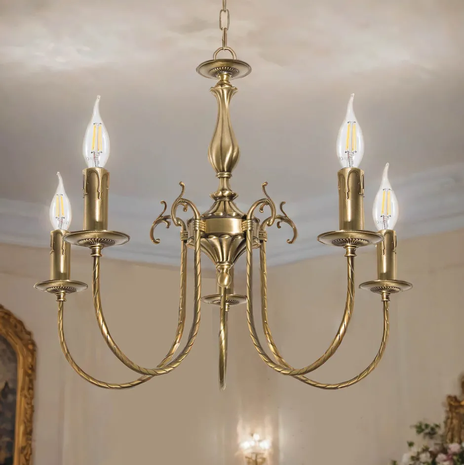 Giovanni Battista Premium Hängeleuchte Ø60cm 5-Flmg< Metall Lampen|Messinglampen