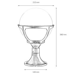 Rustikale Lampen|Messinglampen*Lido Premium Sockellampe Außen aus echtem Messing Antik