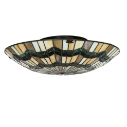 Wohnzimmerlampen|Glaslampen*Elstead Premium Tiffany Lampe FARFALLA Buntglas rund Ø42cm