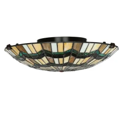 Wohnzimmerlampen|Glaslampen*Elstead Premium Tiffany Lampe FARFALLA Buntglas rund Ø42cm